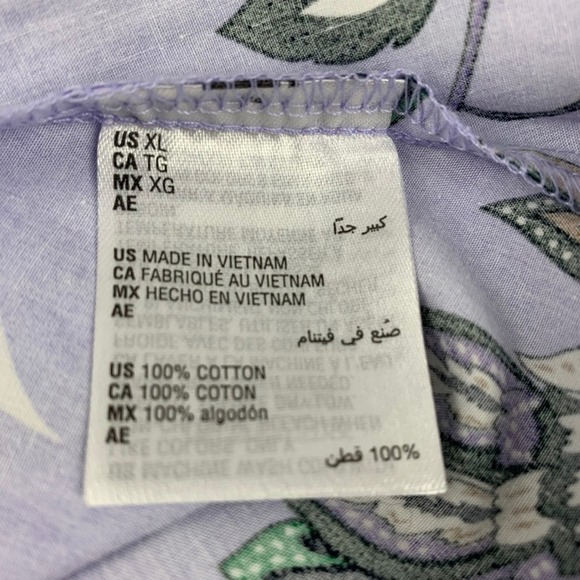 Charter Club Lavender Floral Button Up 3/4 Sleeve Shirt Dress - Picture 8 of 8